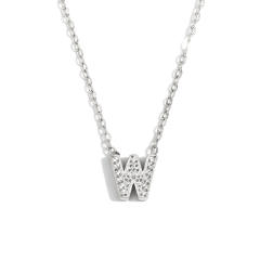 Dainty diamond initial letter stainless steel necklace
