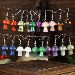Spring summer natural stone sweet mushroom earrings