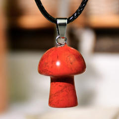 2025 Spring Design Natural Stone Mushroom Pendant Necklace