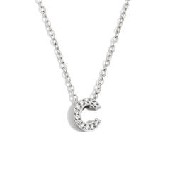 Dainty diamond initial letter stainless steel necklace