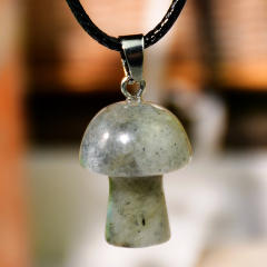 2025 Spring Design Natural Stone Mushroom Pendant Necklace
