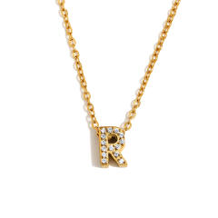 Dainty diamond initial letter stainless steel necklace