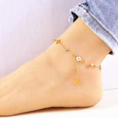 Fashion tassel design anklet zircon white shell butterfly flower love all-match non-fading stainless steel anklet