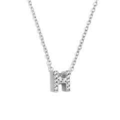 Dainty diamond initial letter stainless steel necklace