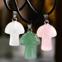 2025 Spring Design Natural Stone Mushroom Pendant Necklace