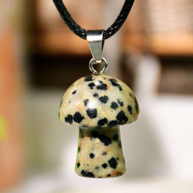 2025 Spring Design Natural Stone Mushroom Pendant Necklace