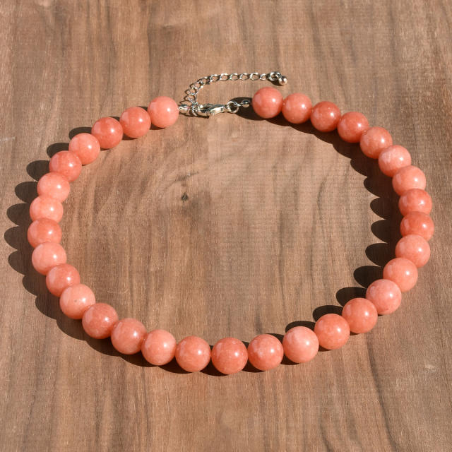 Spring New Multicolor 12mm Natural Stone Necklace Crystal Beaded necklace