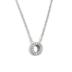 Dainty diamond initial letter stainless steel necklace