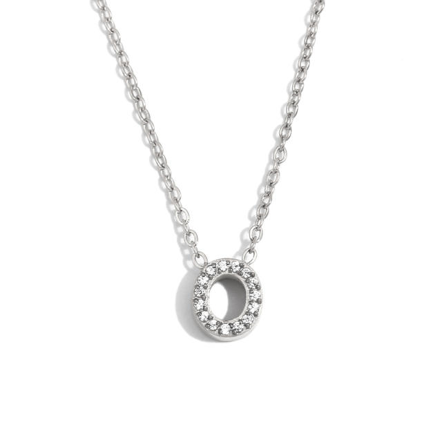 Dainty diamond initial letter stainless steel necklace