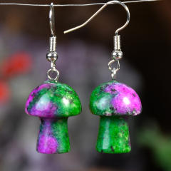 Spring summer natural stone sweet mushroom earrings