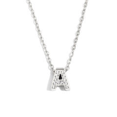 Dainty diamond initial letter stainless steel necklace