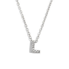 Dainty diamond initial letter stainless steel necklace