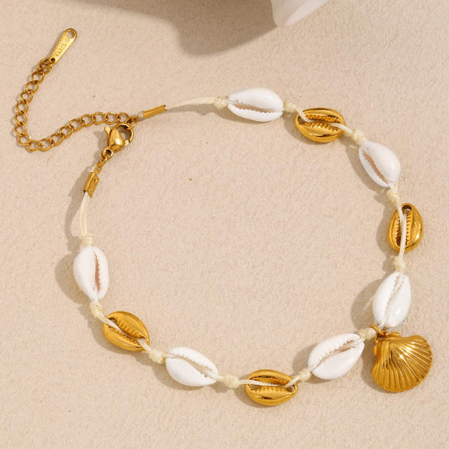 18KG stainless steel shell charm beach anklet