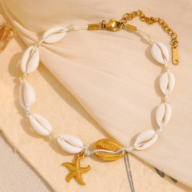 Boho shell bracelet starfish charm anklet