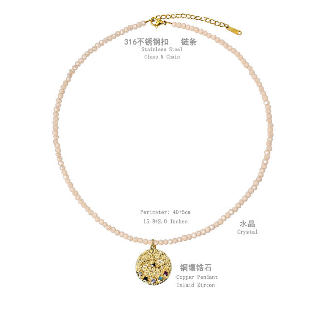 Spring Summer Color Crystal Beaded Necklace Women's Color-free Natural Freshwater Pearl Necklace