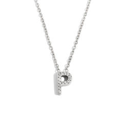 Dainty diamond initial letter stainless steel necklace