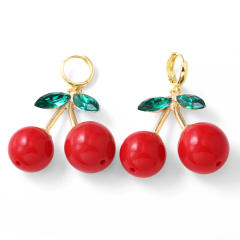 Hot fruit ins style red cherry strawberry pendant earrings