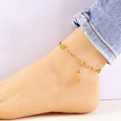 Fashion tassel design anklet zircon white shell butterfly flower love all-match non-fading stainless steel anklet