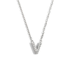Dainty diamond initial letter stainless steel necklace