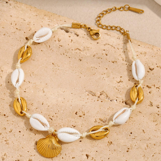18KG stainless steel shell charm beach anklet