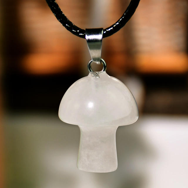 2025 Spring Design Natural Stone Mushroom Pendant Necklace