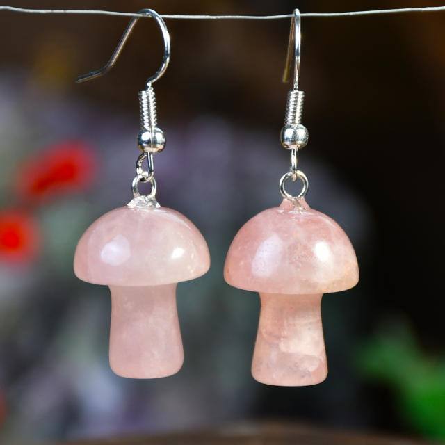 Spring summer natural stone sweet mushroom earrings
