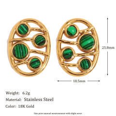 Boho malachite stone bead stainless steel earrings