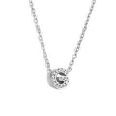 Dainty diamond initial letter stainless steel necklace