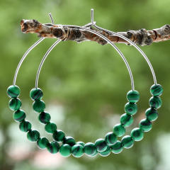 Y2K color natural stone bead hoop earrings