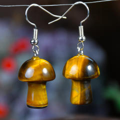 Spring summer natural stone sweet mushroom earrings