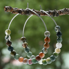 Y2K color natural stone bead hoop earrings