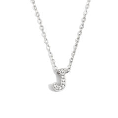 Dainty diamond initial letter stainless steel necklace