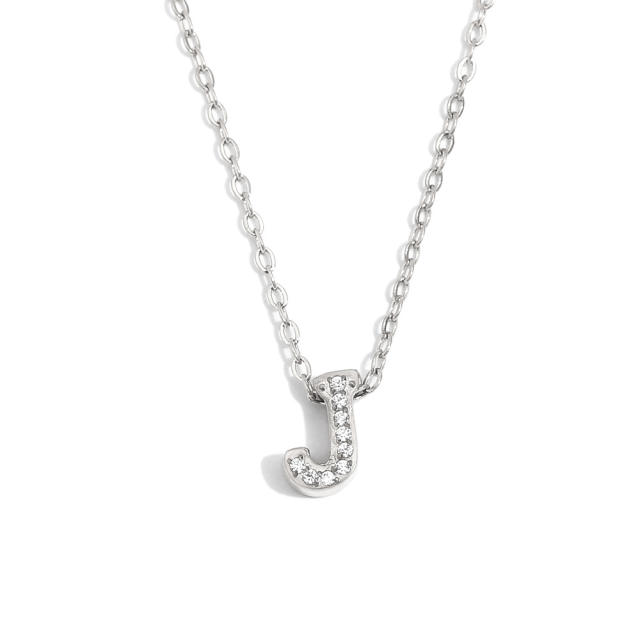 Dainty diamond initial letter stainless steel necklace