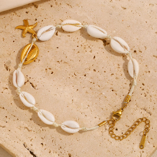 Boho shell bracelet starfish charm anklet