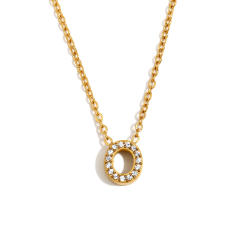 Dainty diamond initial letter stainless steel necklace
