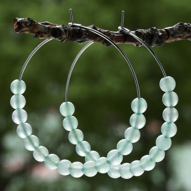 Y2K color natural stone bead hoop earrings