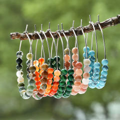 Y2K color natural stone bead hoop earrings