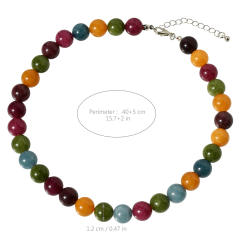 Spring New Multicolor 12mm Natural Stone Necklace Crystal Beaded necklace