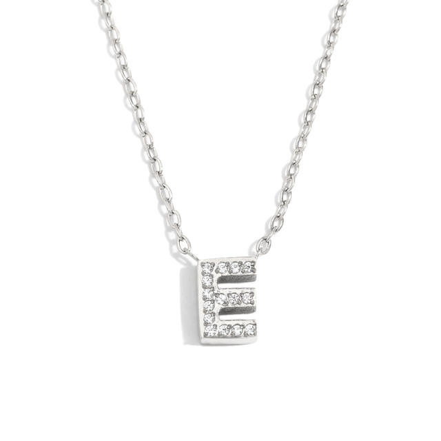 Dainty diamond initial letter stainless steel necklace