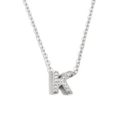 Dainty diamond initial letter stainless steel necklace