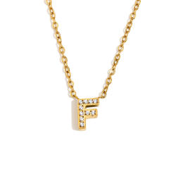 Dainty diamond initial letter stainless steel necklace