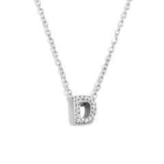 Dainty diamond initial letter stainless steel necklace