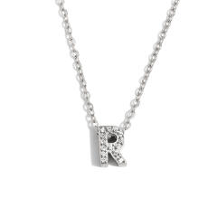 Dainty diamond initial letter stainless steel necklace