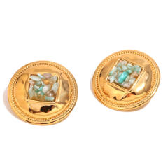 18KG natural stone round shape stainless steel earrings big earrings