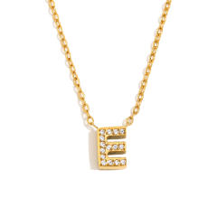 Dainty diamond initial letter stainless steel necklace