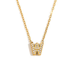 Dainty diamond initial letter stainless steel necklace