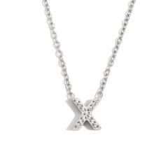 Dainty diamond initial letter stainless steel necklace