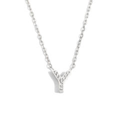 Dainty diamond initial letter stainless steel necklace