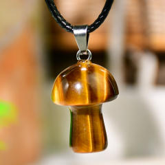 2025 Spring Design Natural Stone Mushroom Pendant Necklace