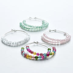 Y2K color natural stone bead hoop earrings
